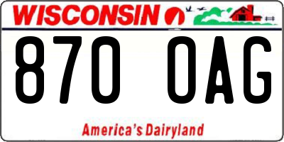 WI license plate 870OAG