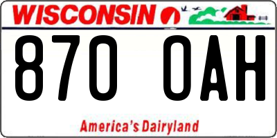WI license plate 870OAH