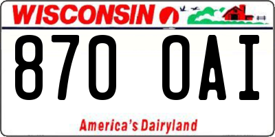 WI license plate 870OAI