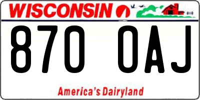 WI license plate 870OAJ