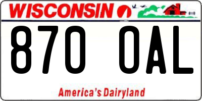WI license plate 870OAL