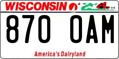WI license plate 870OAM
