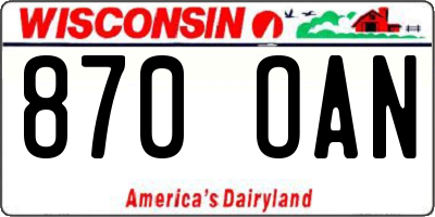WI license plate 870OAN