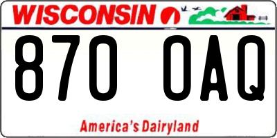 WI license plate 870OAQ