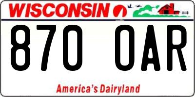WI license plate 870OAR