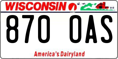 WI license plate 870OAS