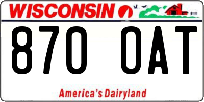 WI license plate 870OAT