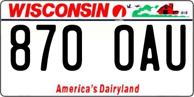 WI license plate 870OAU