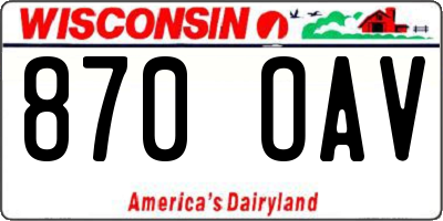 WI license plate 870OAV