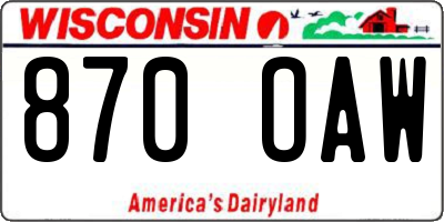 WI license plate 870OAW
