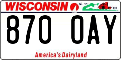WI license plate 870OAY