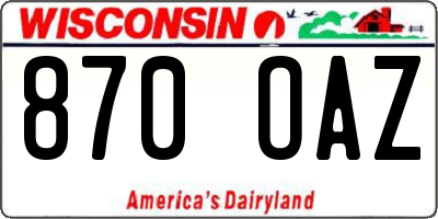 WI license plate 870OAZ