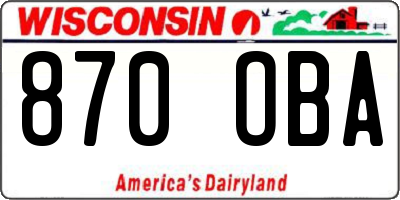 WI license plate 870OBA