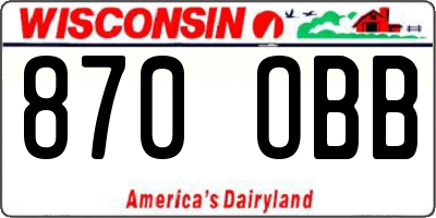 WI license plate 870OBB