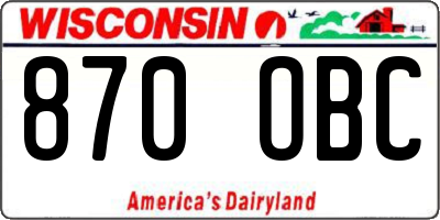 WI license plate 870OBC
