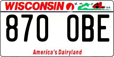 WI license plate 870OBE