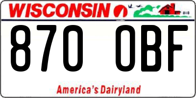 WI license plate 870OBF