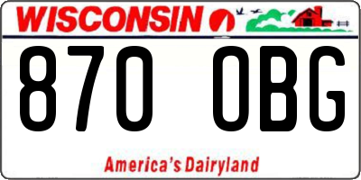 WI license plate 870OBG