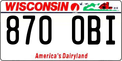 WI license plate 870OBI