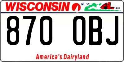 WI license plate 870OBJ