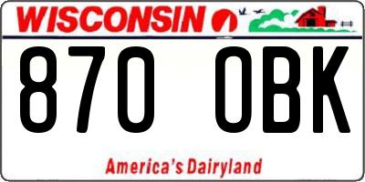 WI license plate 870OBK