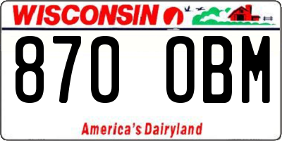 WI license plate 870OBM