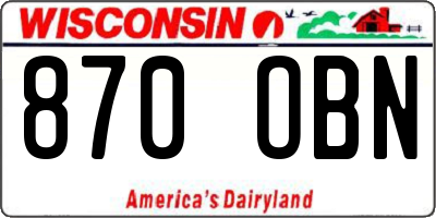 WI license plate 870OBN