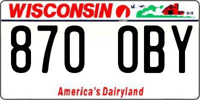 WI license plate 870OBY