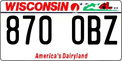 WI license plate 870OBZ