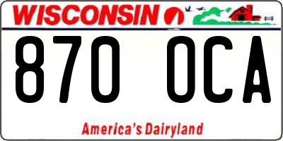 WI license plate 870OCA