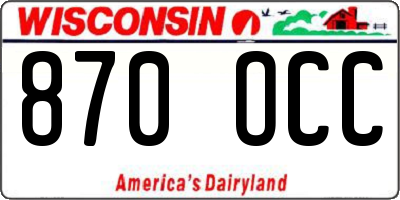 WI license plate 870OCC