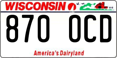 WI license plate 870OCD