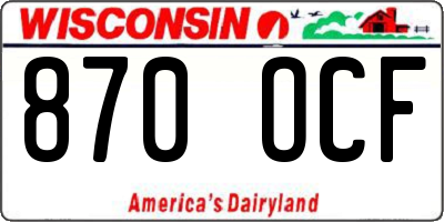 WI license plate 870OCF
