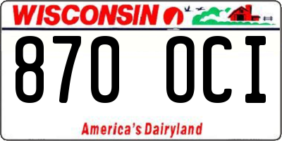 WI license plate 870OCI