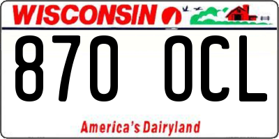 WI license plate 870OCL