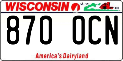 WI license plate 870OCN