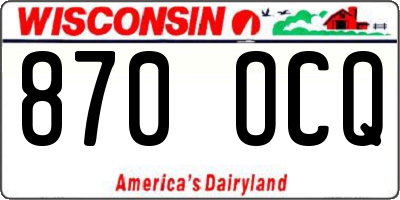 WI license plate 870OCQ