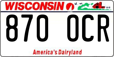 WI license plate 870OCR