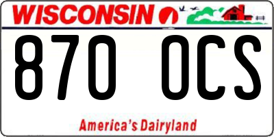 WI license plate 870OCS