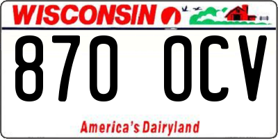 WI license plate 870OCV