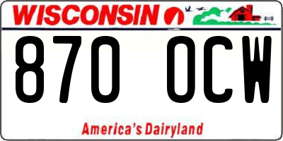 WI license plate 870OCW