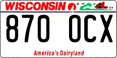 WI license plate 870OCX
