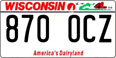 WI license plate 870OCZ