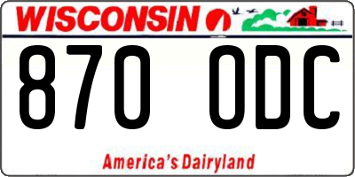 WI license plate 870ODC