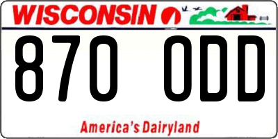 WI license plate 870ODD