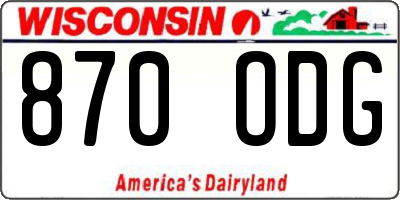 WI license plate 870ODG