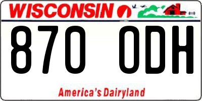 WI license plate 870ODH