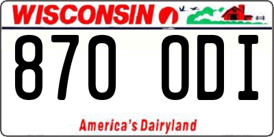 WI license plate 870ODI