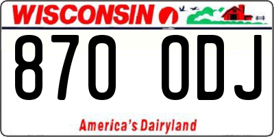 WI license plate 870ODJ