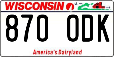 WI license plate 870ODK